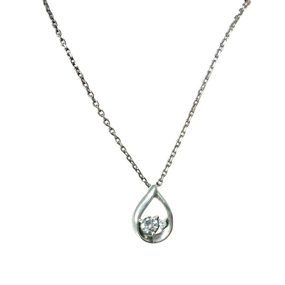 Sterling Silver & 4C Diamond Tear Drop Necklace & Pendant - Picture 7 of 8
